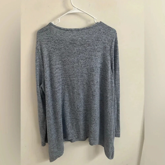 Soft Surrounding Women's Knit Tunic Top L Blue Long Sleeve Asymmetrical Hem Soft - Picture 3 of 5